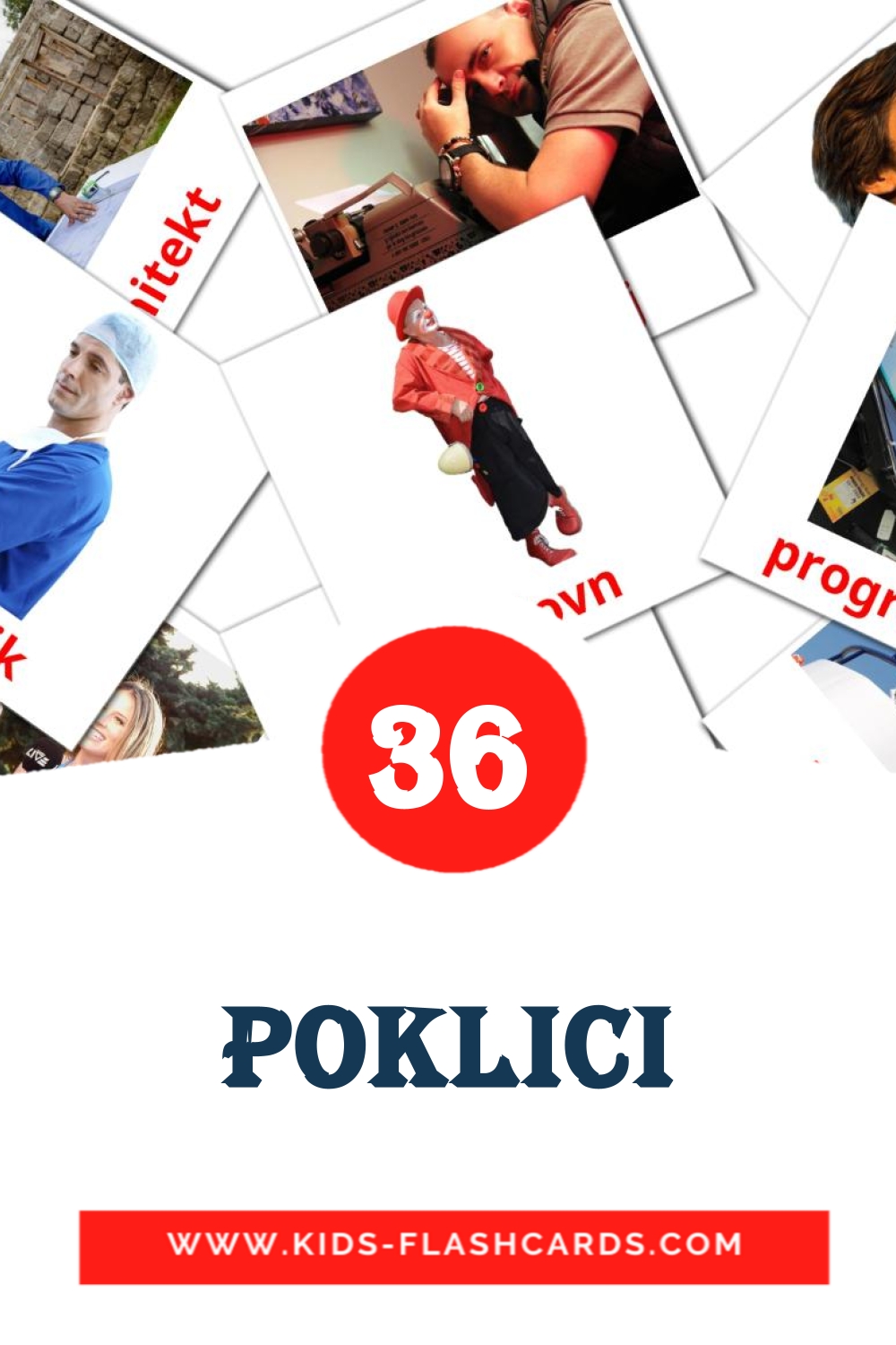 Poklici на словенском для Детского Сада (36 карточек)