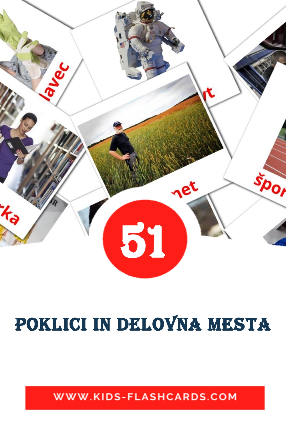 51 Poklici in delovna mesta Picture Cards for Kindergarden in slovenian