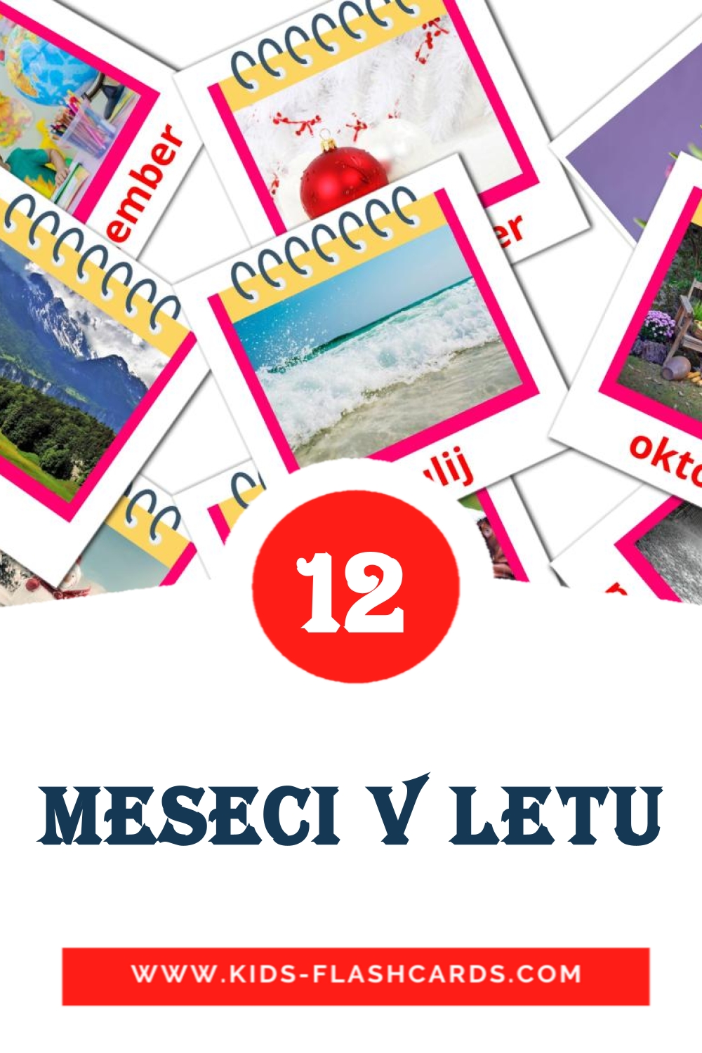 Meseci v letu на словенском для Детского Сада (12 карточек)