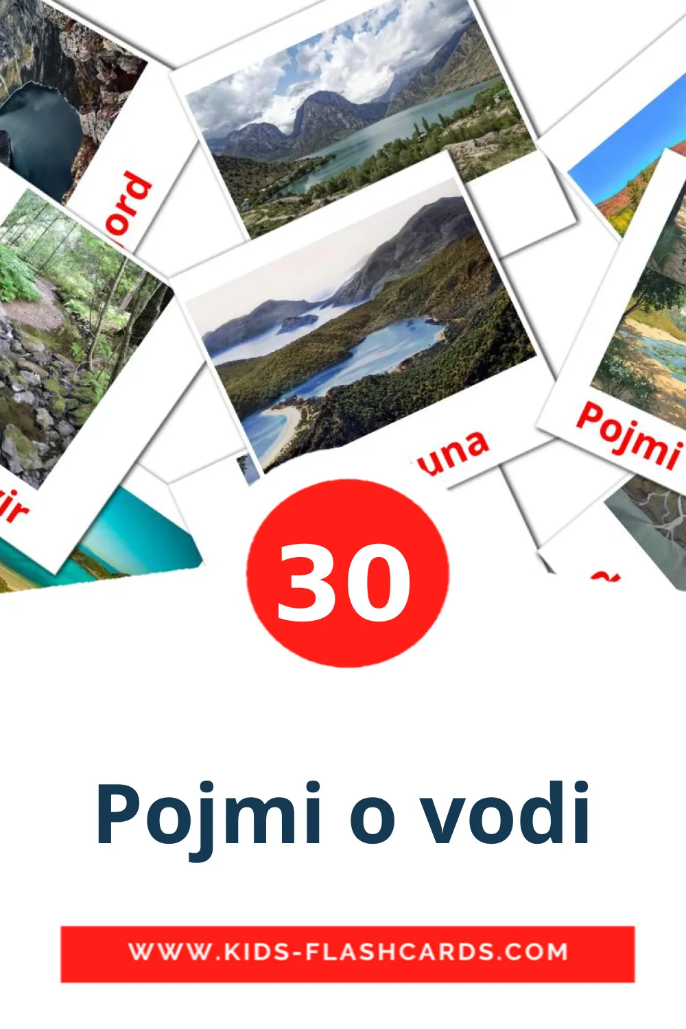 30 Pojmi o vodi Picture Cards for Kindergarden in slovenian