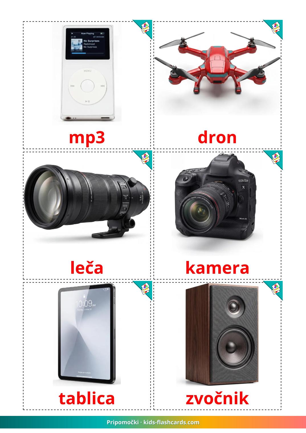 Gadgets - slovensk gratis slovensk billedkort for børn til udskrivning