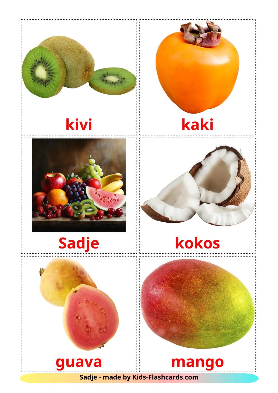 Frutta - 21 flashcards sloveno stampabili gratuitamente