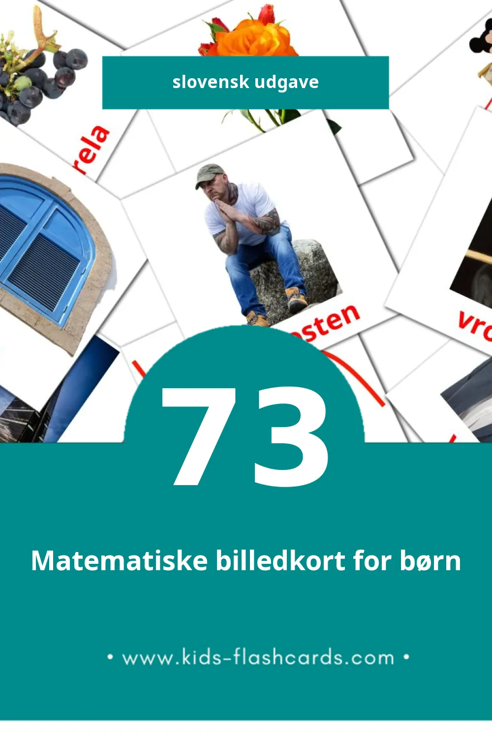 Visuelle billedkort for børn om Pridevniki til småbørn (73 kort på Slovensk)