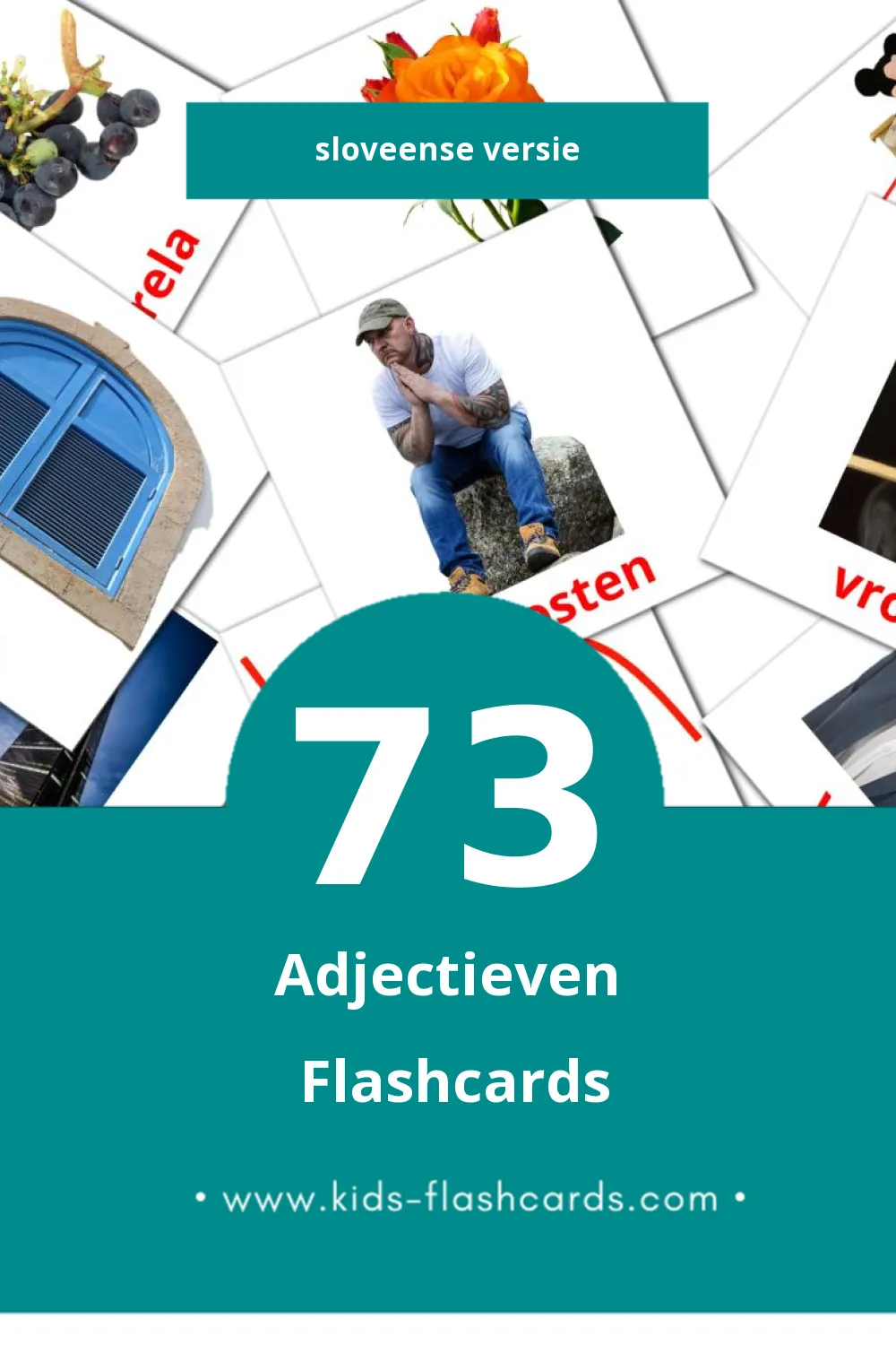 Visuele Pridevniki Flashcards voor Kleuters (73 kaarten in het Sloveens)