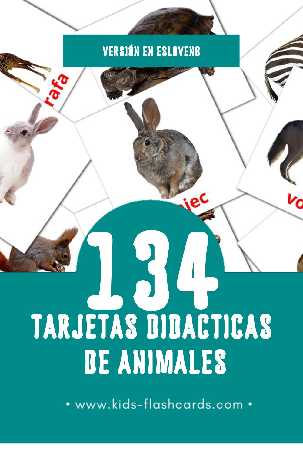 Tarjetas visuales de Živali para niños pequeños (134 tarjetas en Esloveno)