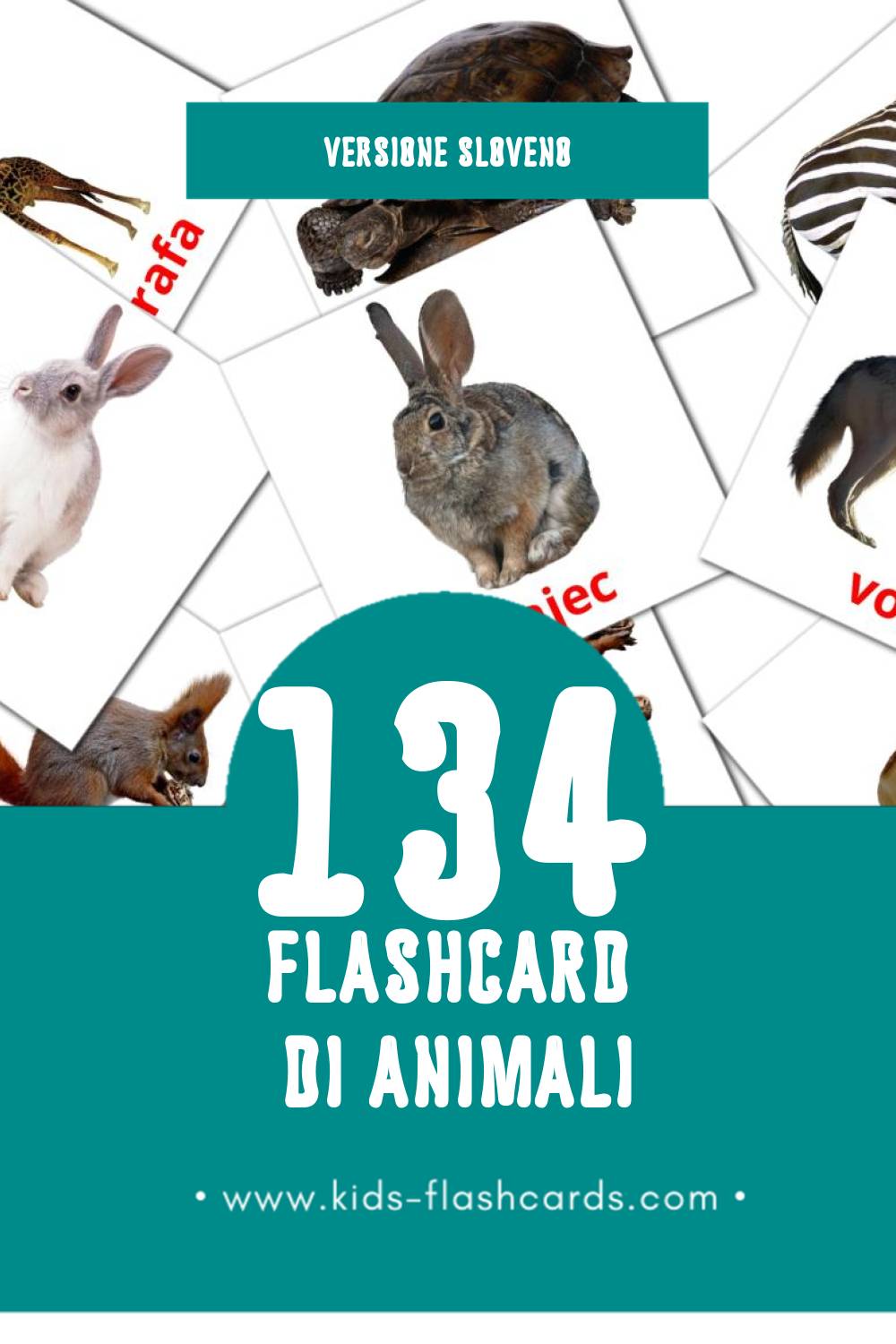 Schede visive sugli Živali per bambini (134 schede in Sloveno)