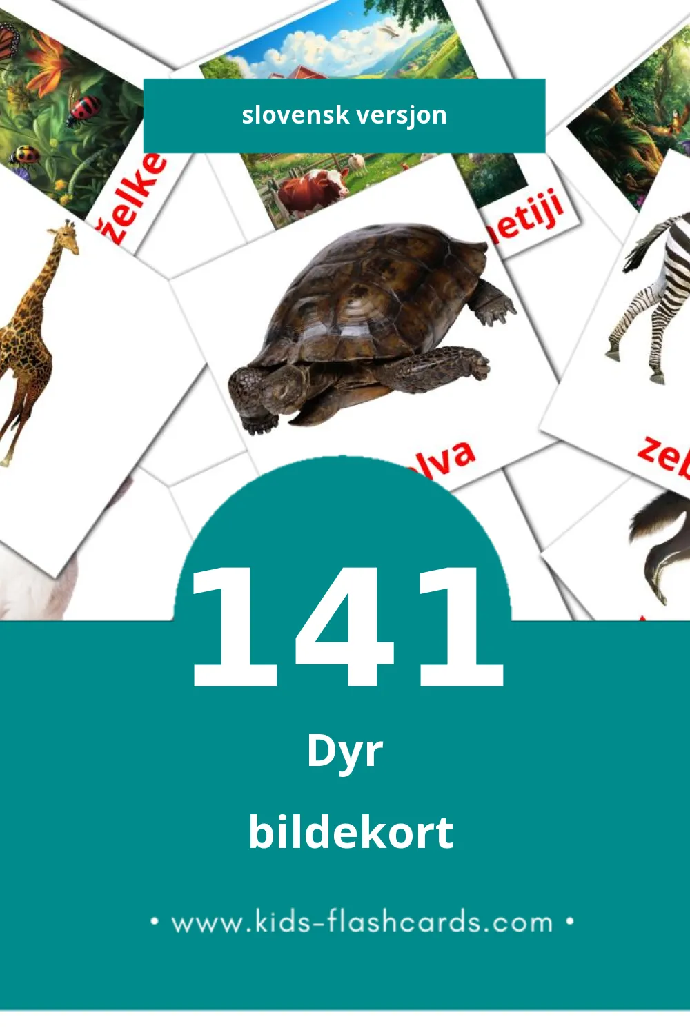 Visuelle Živali bildekort for småbarn (141 kort på Slovensk)