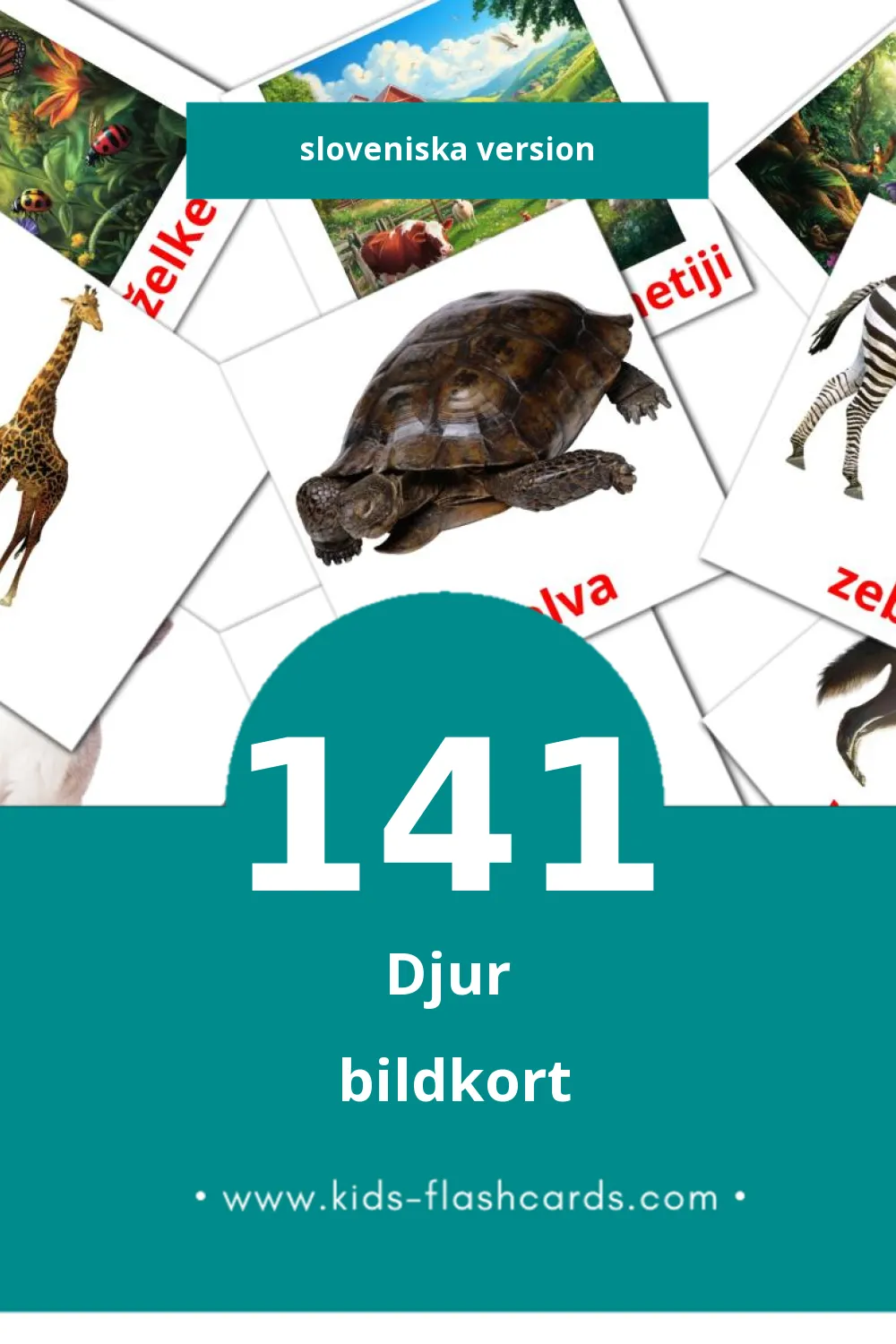 Visuella Živali för småbarn (141 bildkort för barn på Sloveniska)