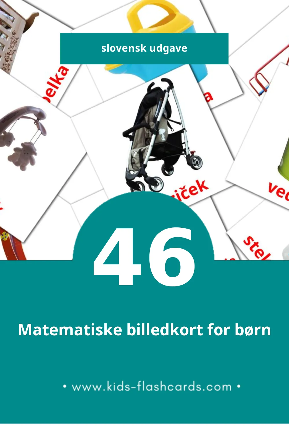 Visuelle billedkort for børn om Dojenček til småbørn (46 kort på Slovensk)