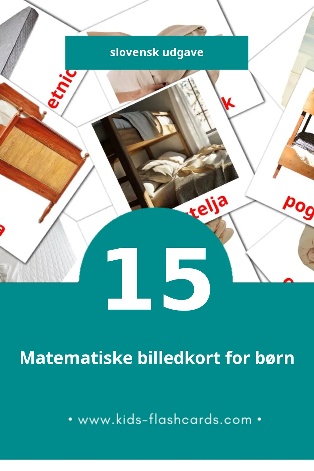 Visuelle billedkort for børn om Spalnica til småbørn (15 kort på Slovensk)