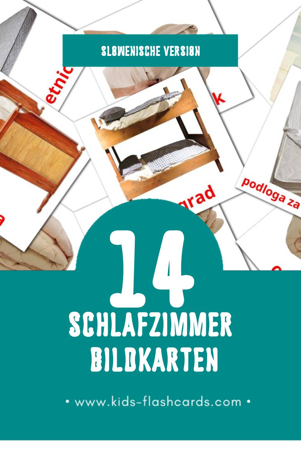 Visual Spalnica Flashcards für Kleinkinder (14 Karten in Slowenisch)