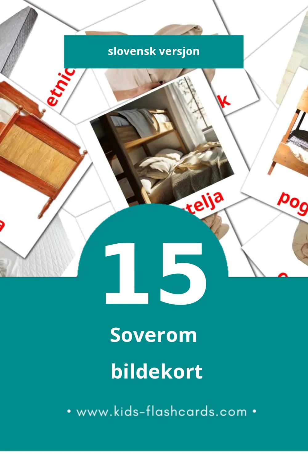 Visuelle Spalnica bildekort for småbarn (15 kort på Slovensk)