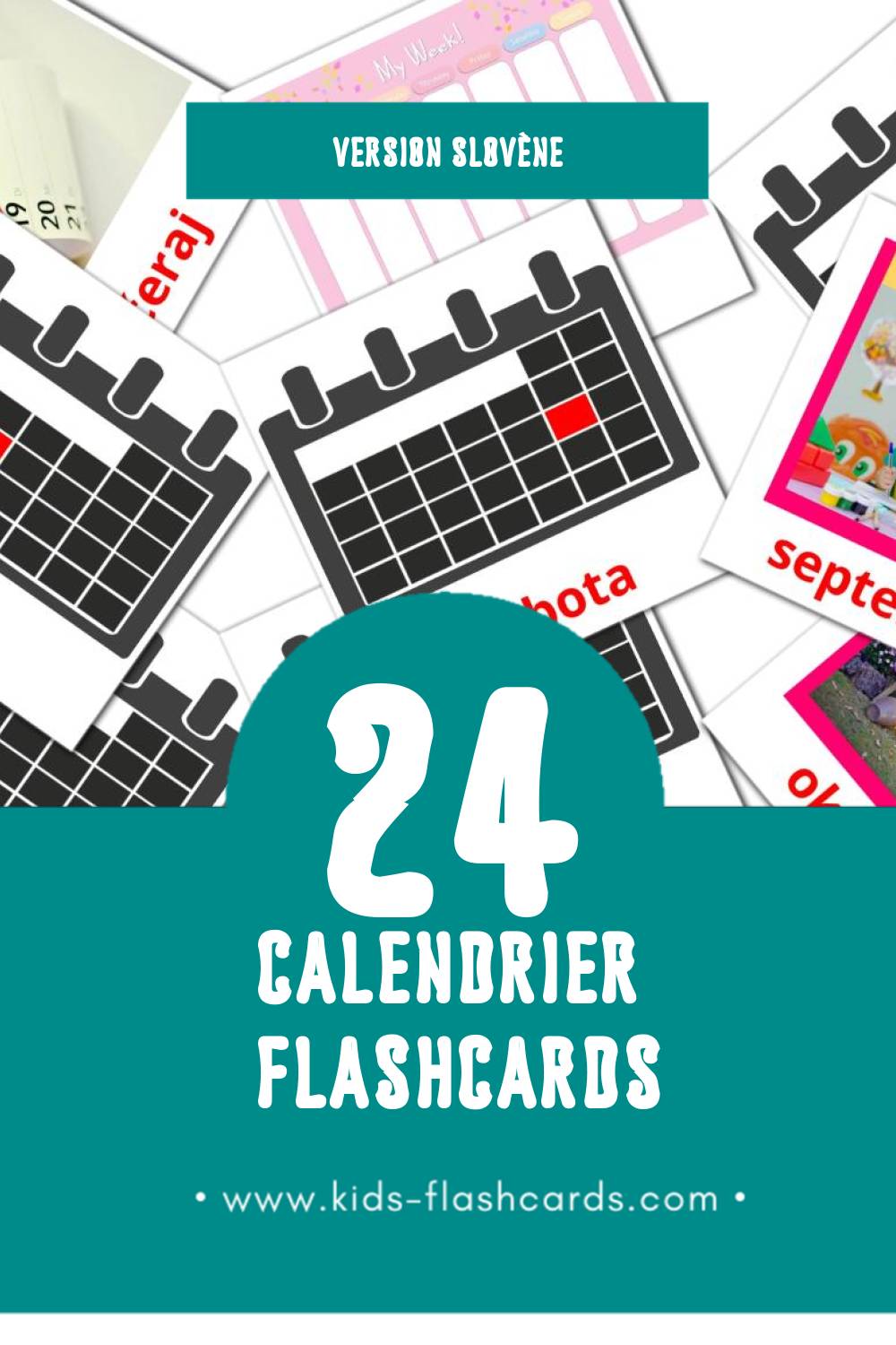 Flashcards Visual Koledar  pour les tout-petits (24 cartes en Slovène)