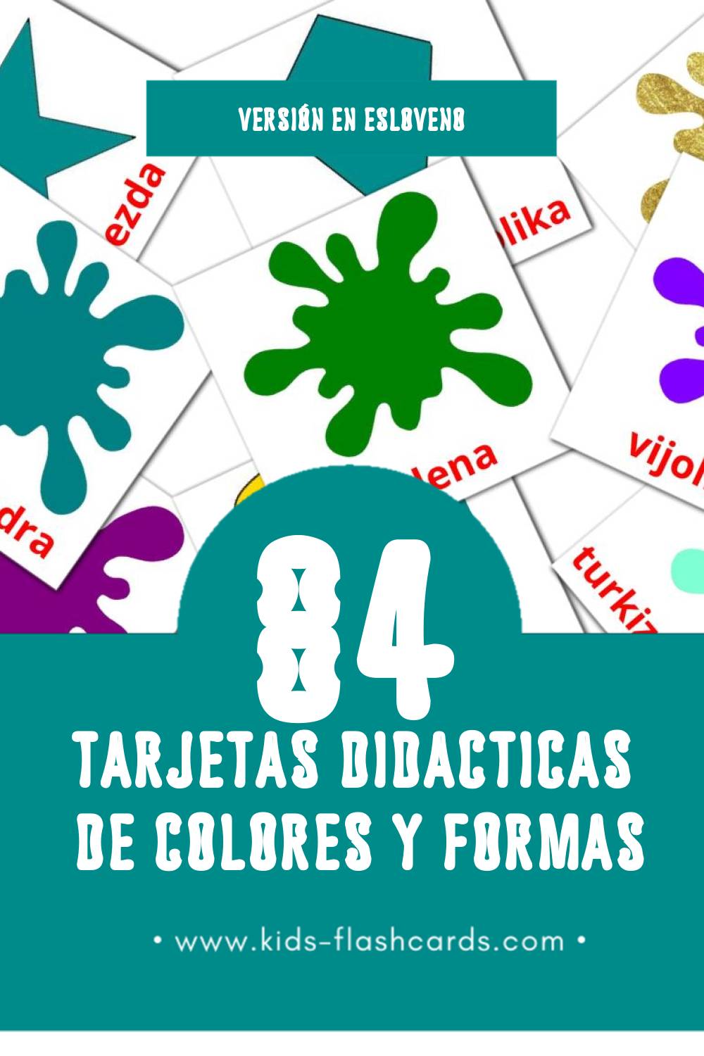 Tarjetas visuales de Barve in oblike para niños pequeños (84 tarjetas en Esloveno)