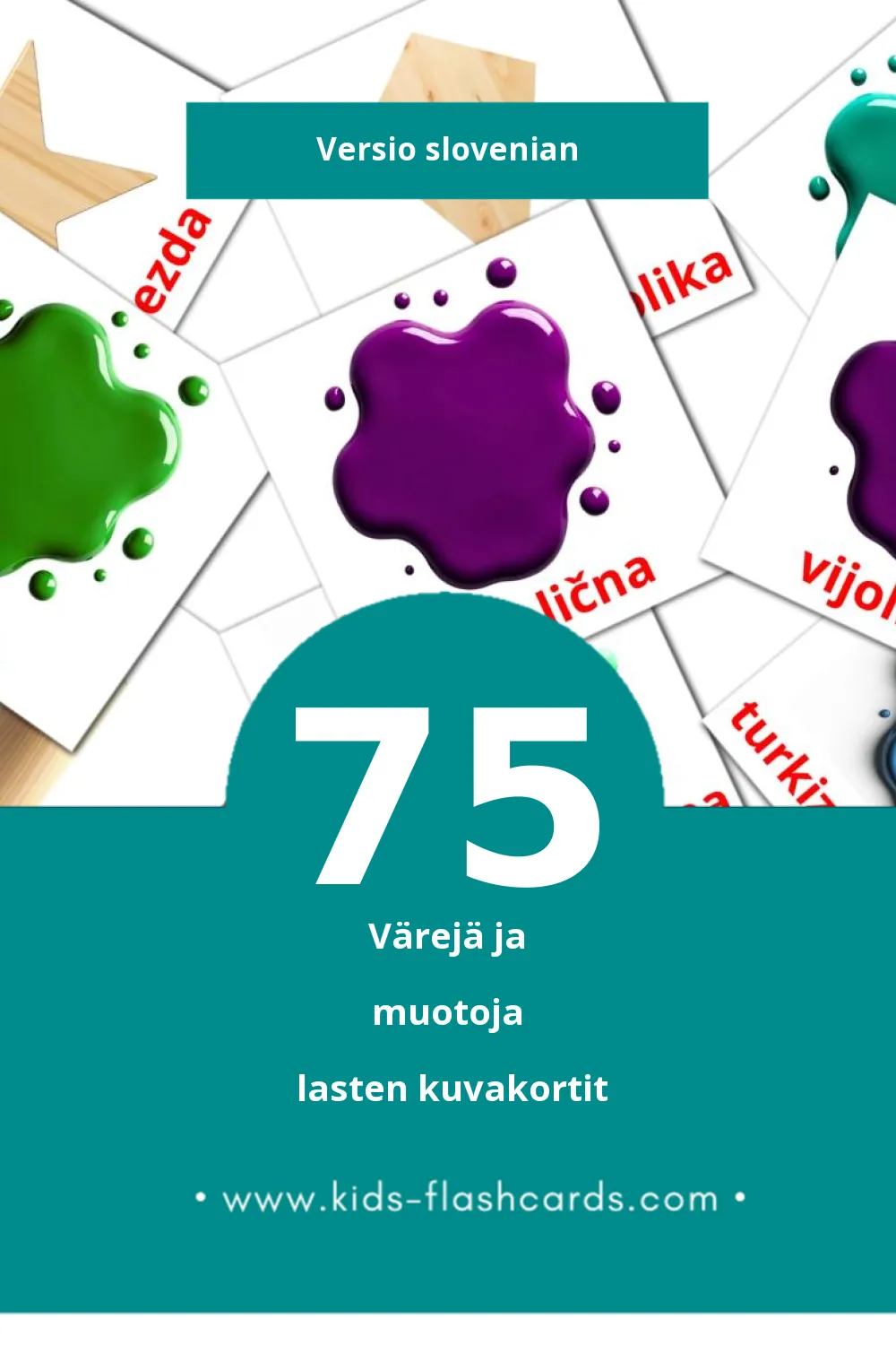 Barve in oblike lasten kuvakortit pikkulapsille (75 korttia Slovenianksi)