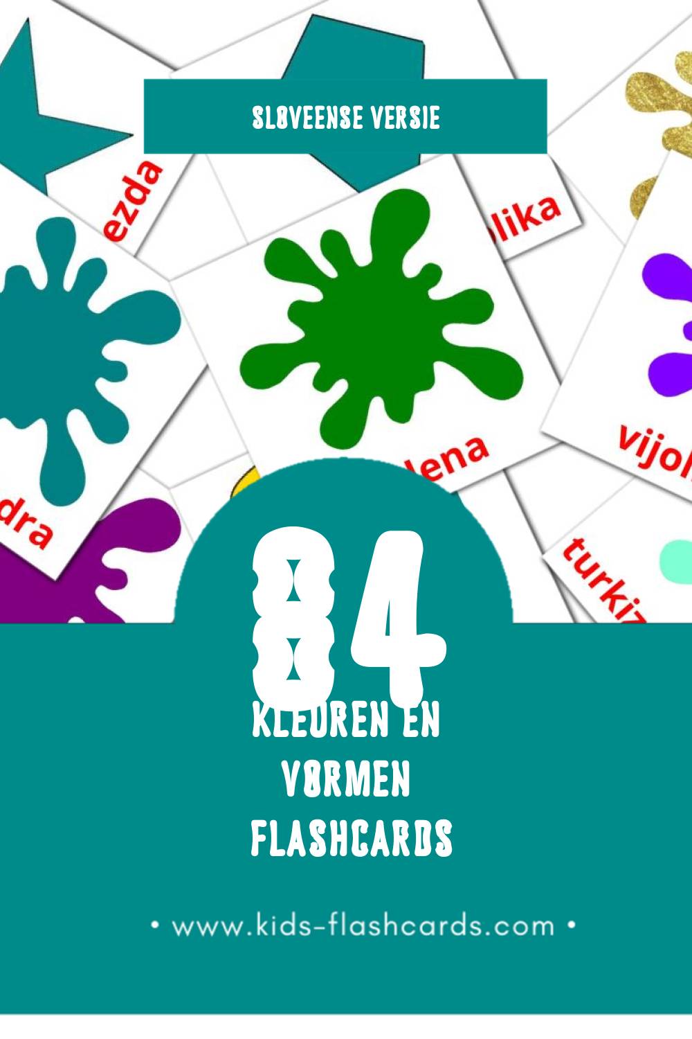 Visuele Barve in oblike Flashcards voor Kleuters (84 kaarten in het Sloveens)