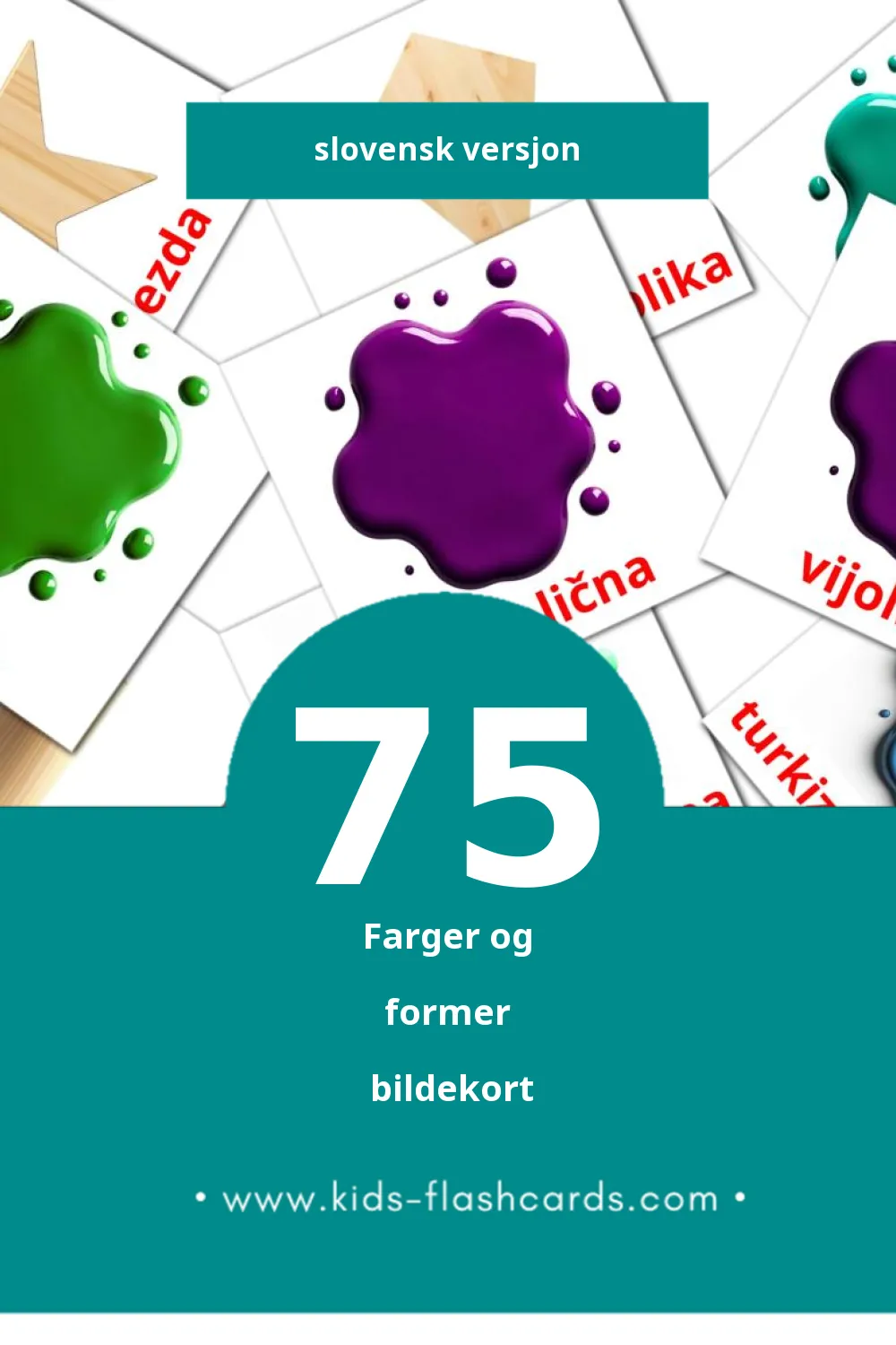 Visuelle Barve in oblike bildekort for småbarn (75 kort på Slovensk)