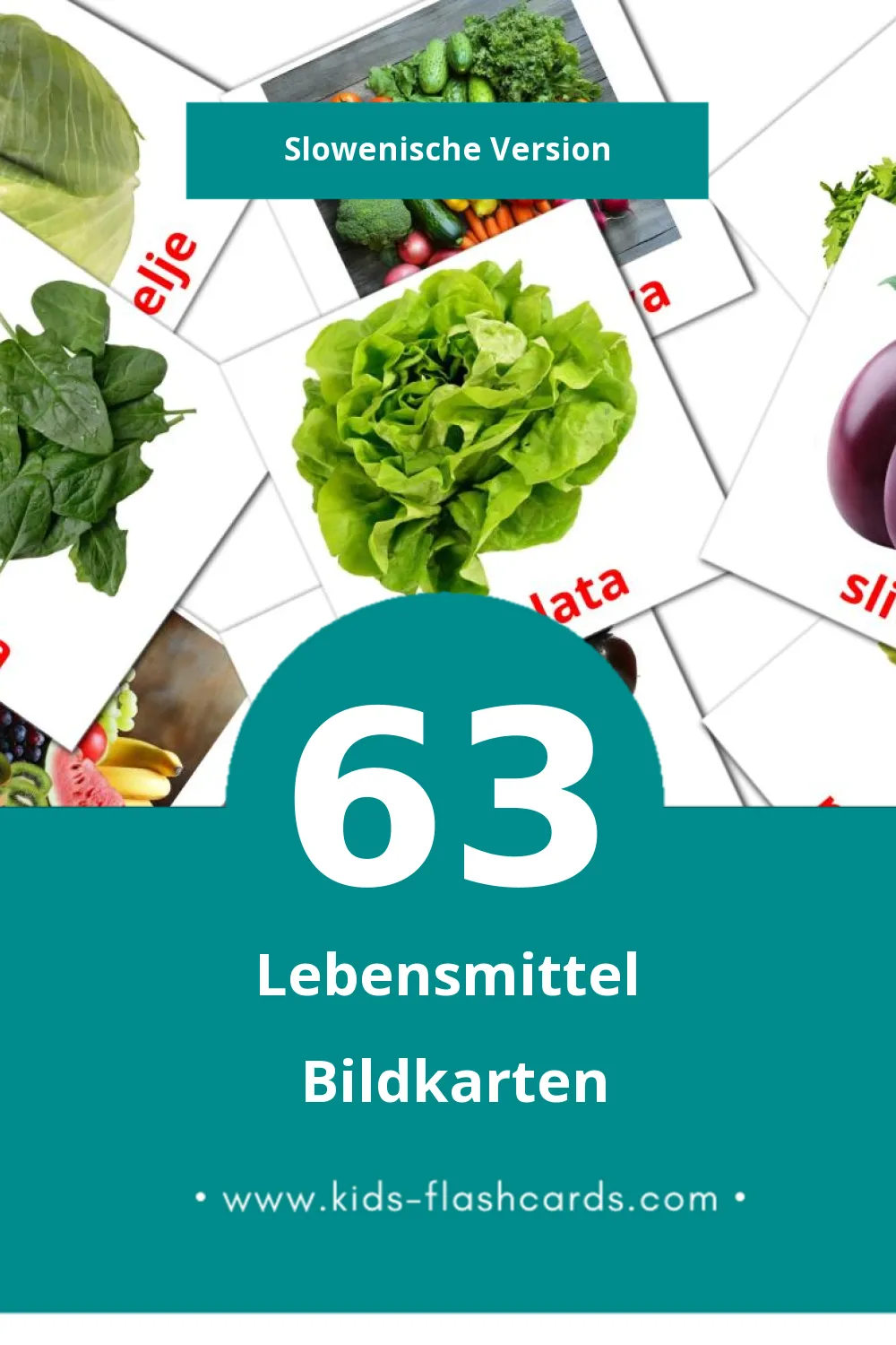 Visual Hrana Flashcards für Kleinkinder (63 Karten in Slowenisch)