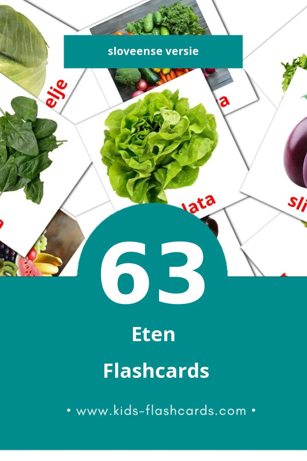 Visuele Hrana Flashcards voor Kleuters (63 kaarten in het Sloveens)