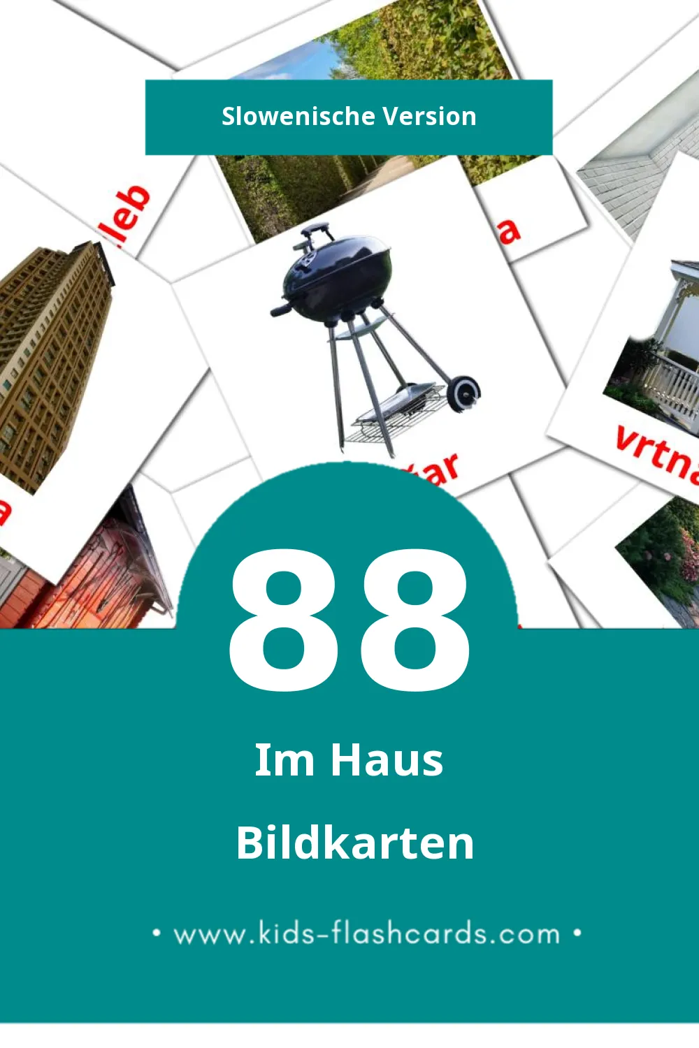 Visual Dom Flashcards für Kleinkinder (88 Karten in Slowenisch)