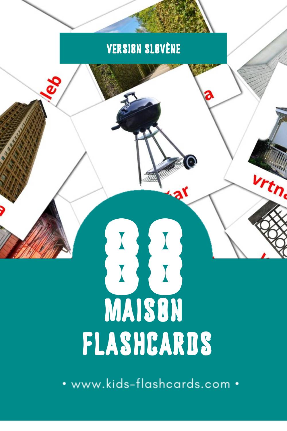 Flashcards Visual Dom pour les tout-petits (88 cartes en Slovène)