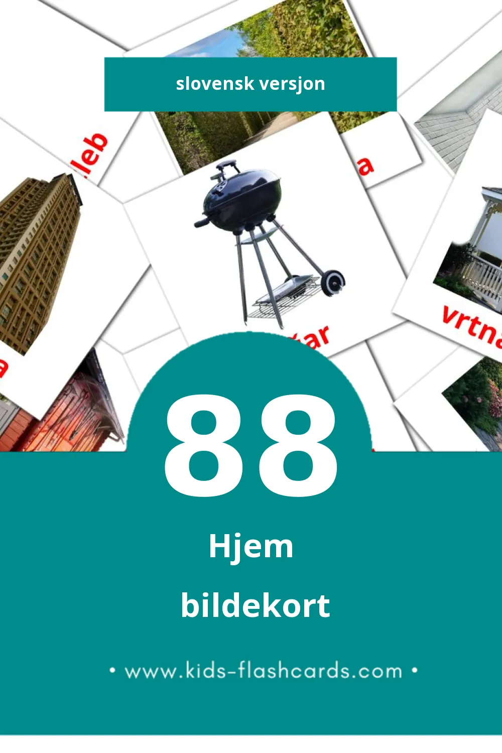 Visuelle Dom bildekort for småbarn (88 kort på Slovensk)