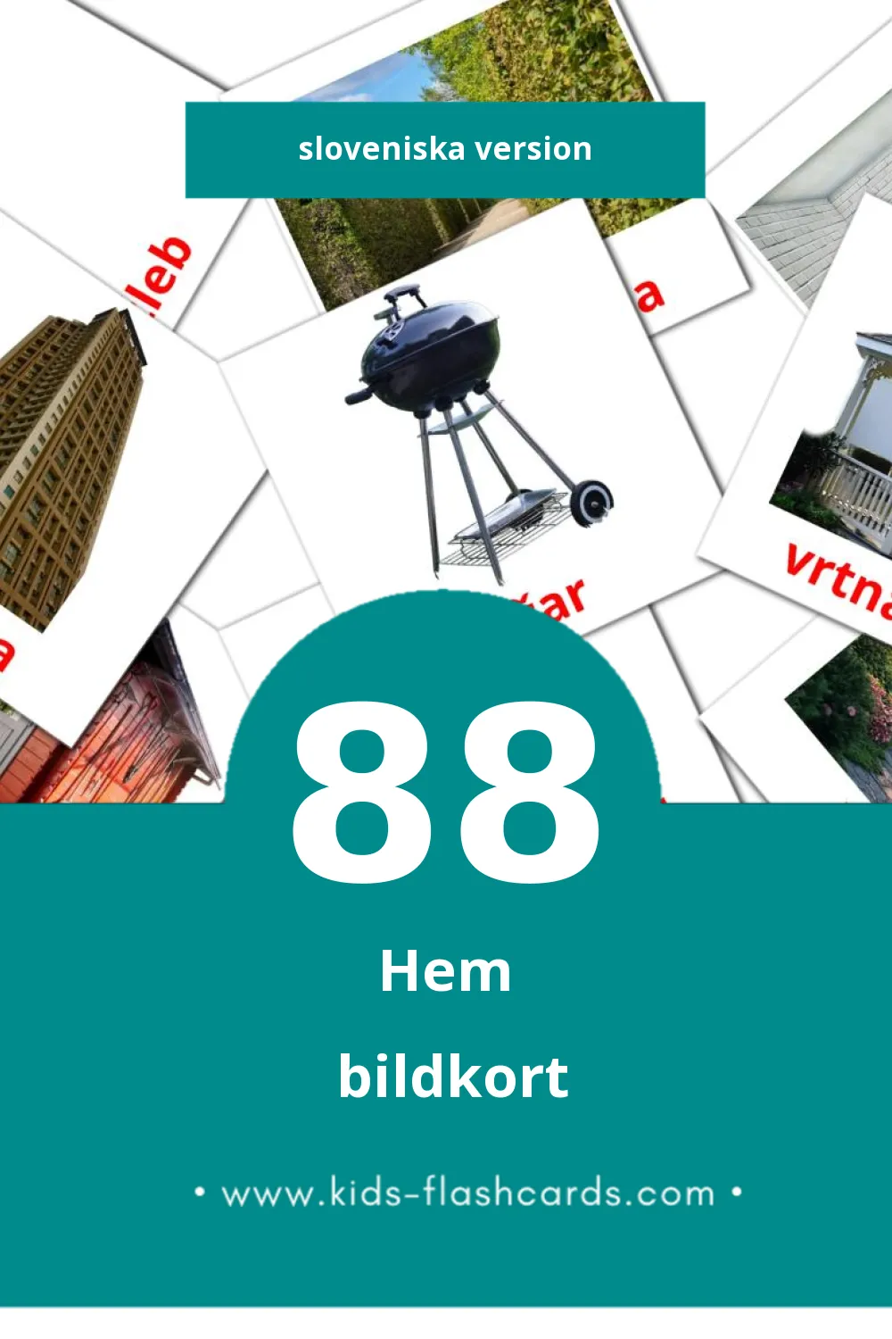 Visuella Dom för småbarn (88 bildkort för barn på Sloveniska)