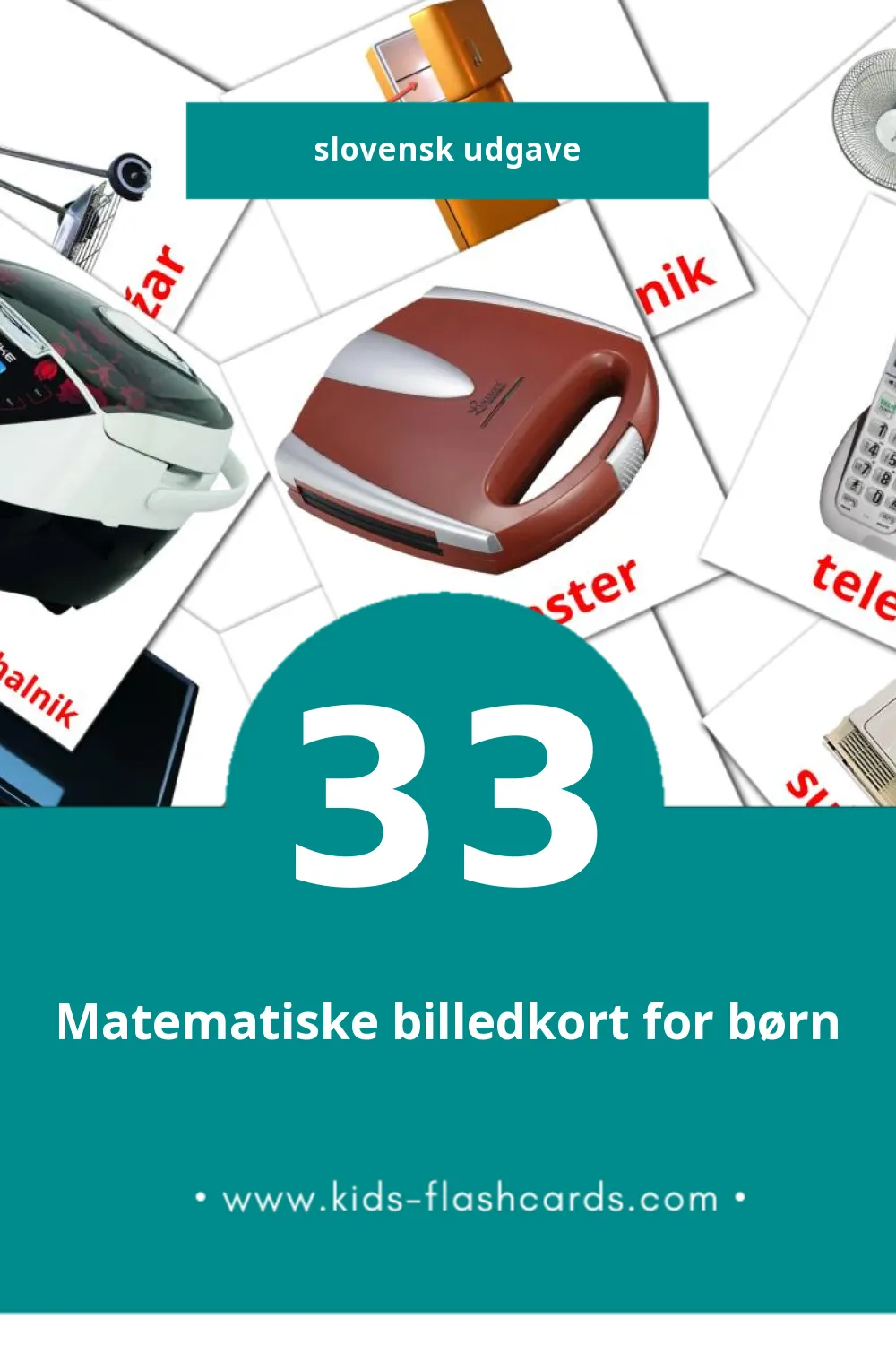 Visuelle billedkort for børn om gospodinjski aparati til småbørn (33 kort på Slovensk)