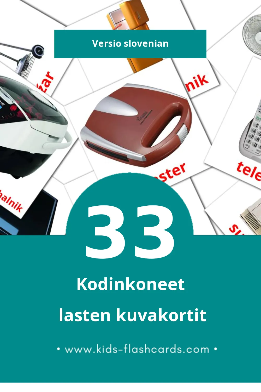 gospodinjski aparati lasten kuvakortit pikkulapsille (33 korttia Slovenianksi)