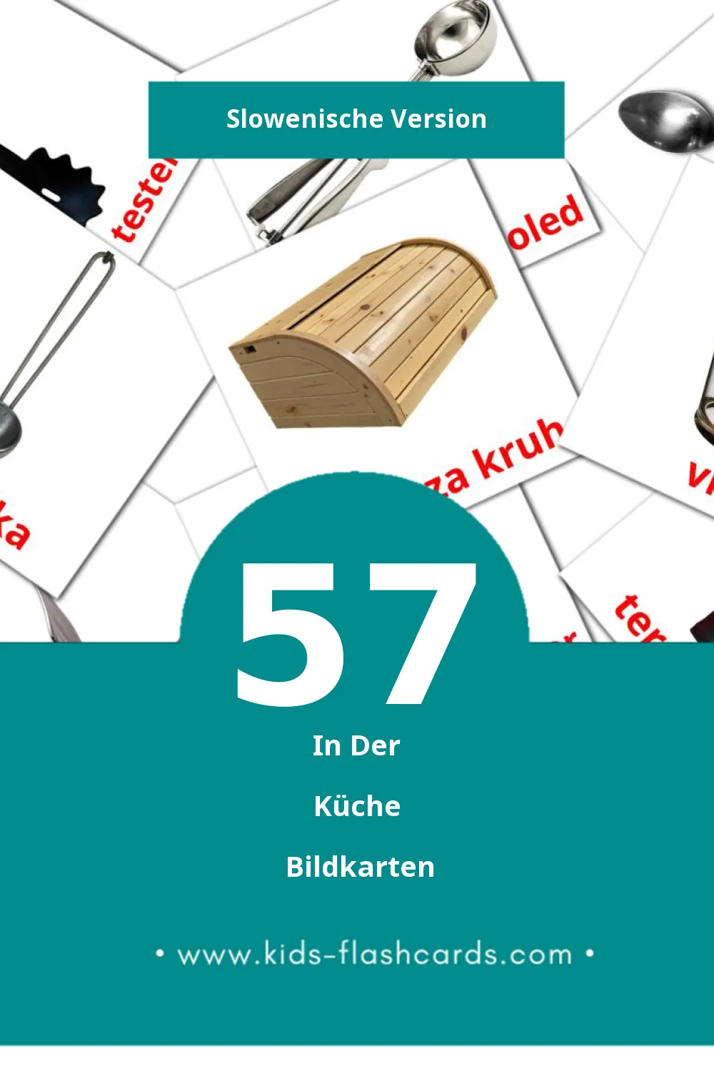 Visual Kuhinja Flashcards für Kleinkinder (57 Karten in Slowenisch)