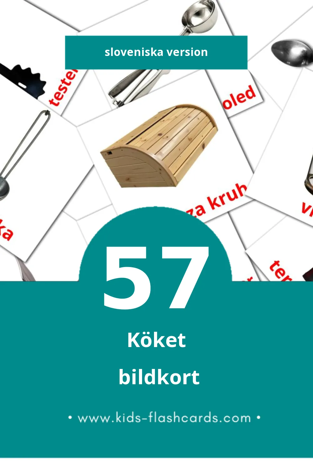 Visuella Kuhinja för småbarn (57 bildkort för barn på Sloveniska)