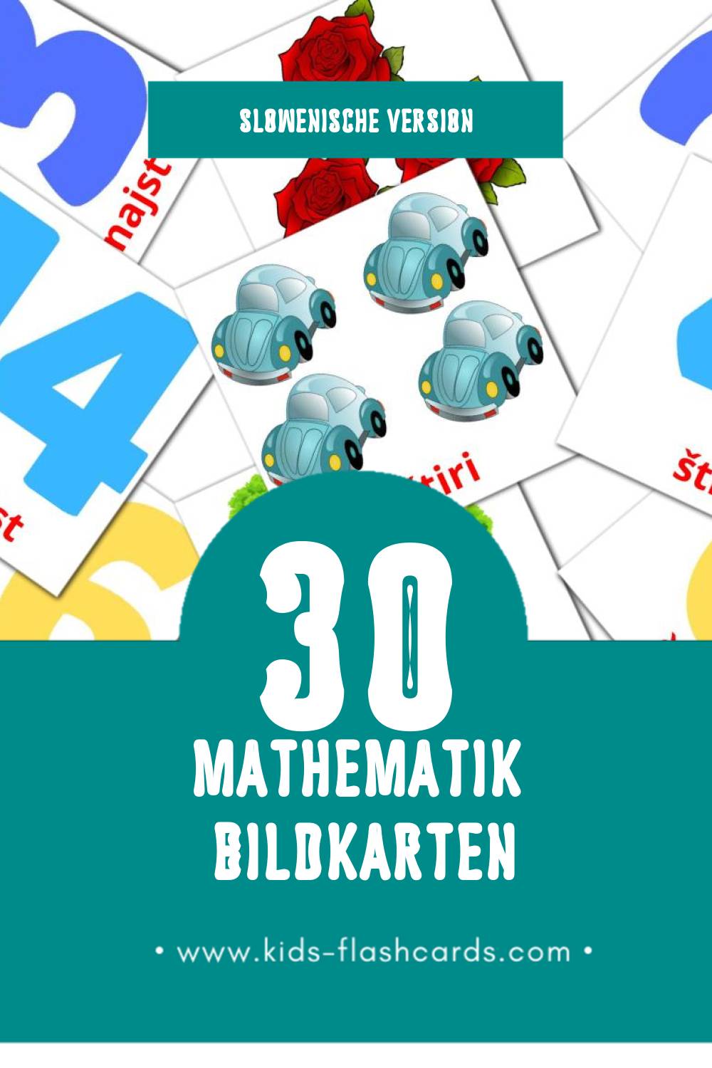 Visual Matematika Flashcards für Kleinkinder (30 Karten in Slowenisch)
