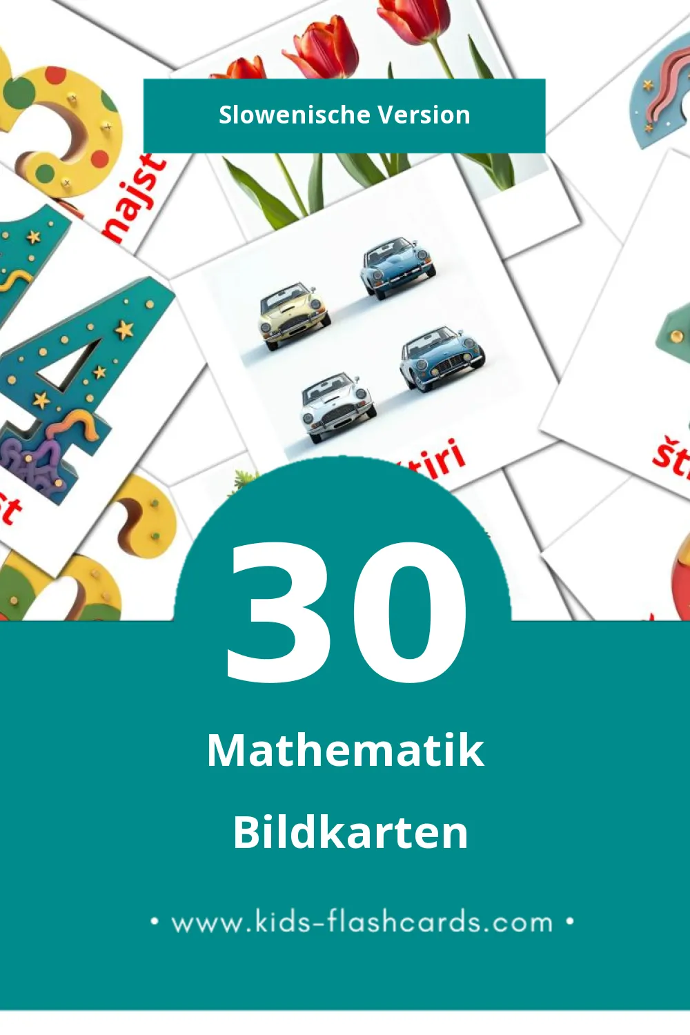 Visual Matematika Flashcards für Kleinkinder (30 Karten in Slowenisch)