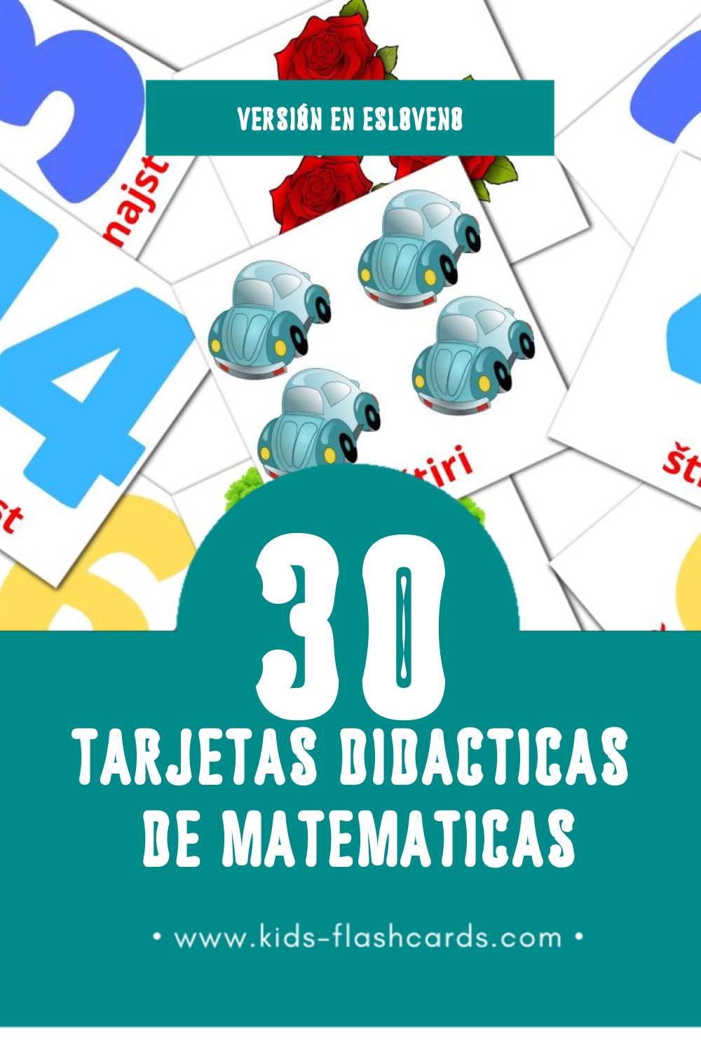 Tarjetas visuales de Matematika para niños pequeños (30 tarjetas en Esloveno)