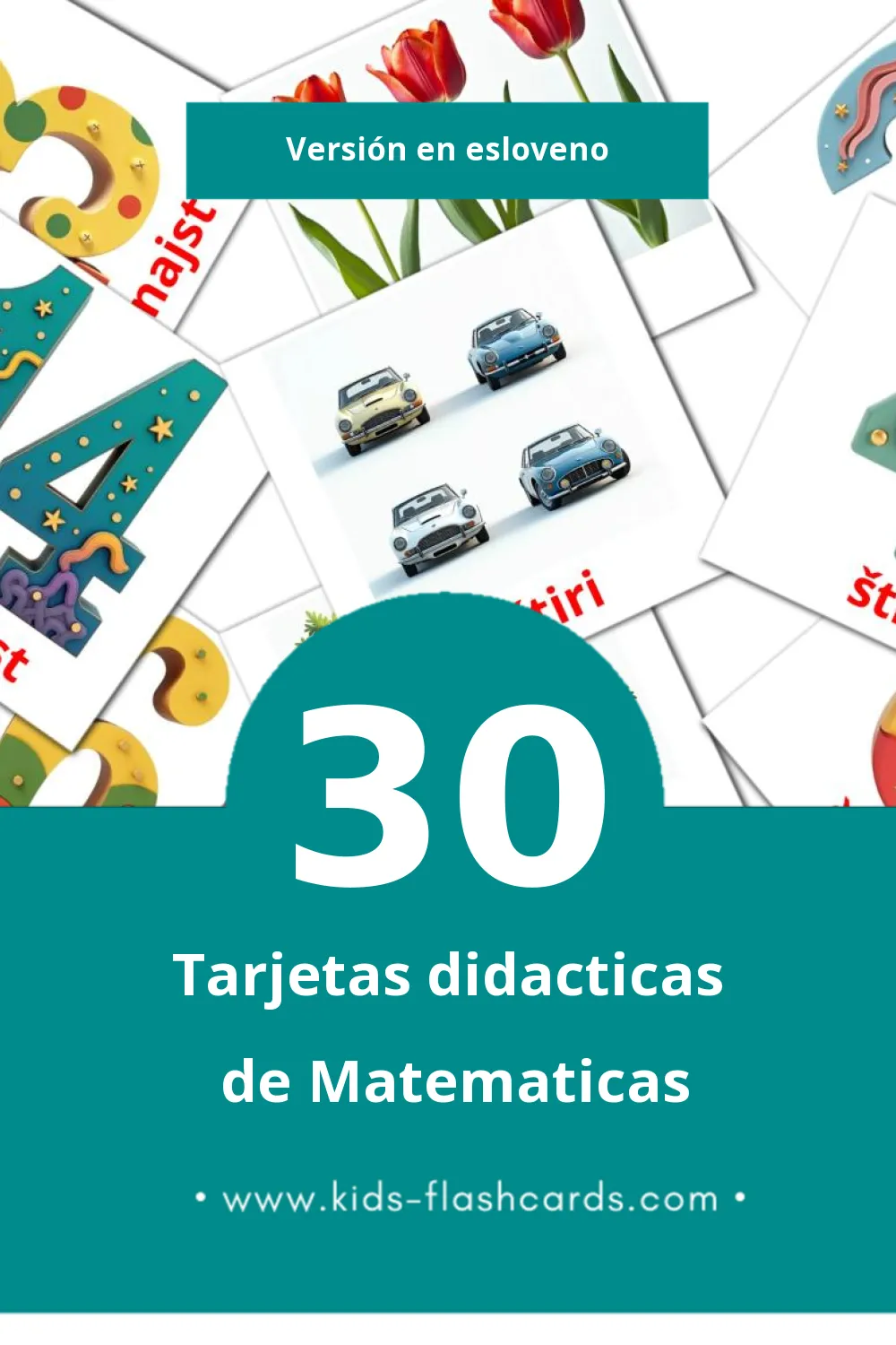 Tarjetas visuales de Matematika para niños pequeños (30 tarjetas en Esloveno)