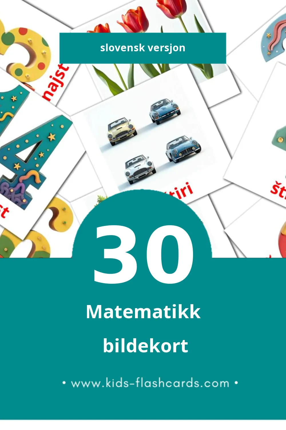 Visuelle Matematika bildekort for småbarn (30 kort på Slovensk)