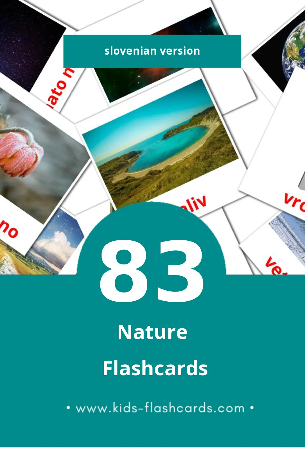 Visual Narava Flashcards for Toddlers (83 cards in Slovenian)