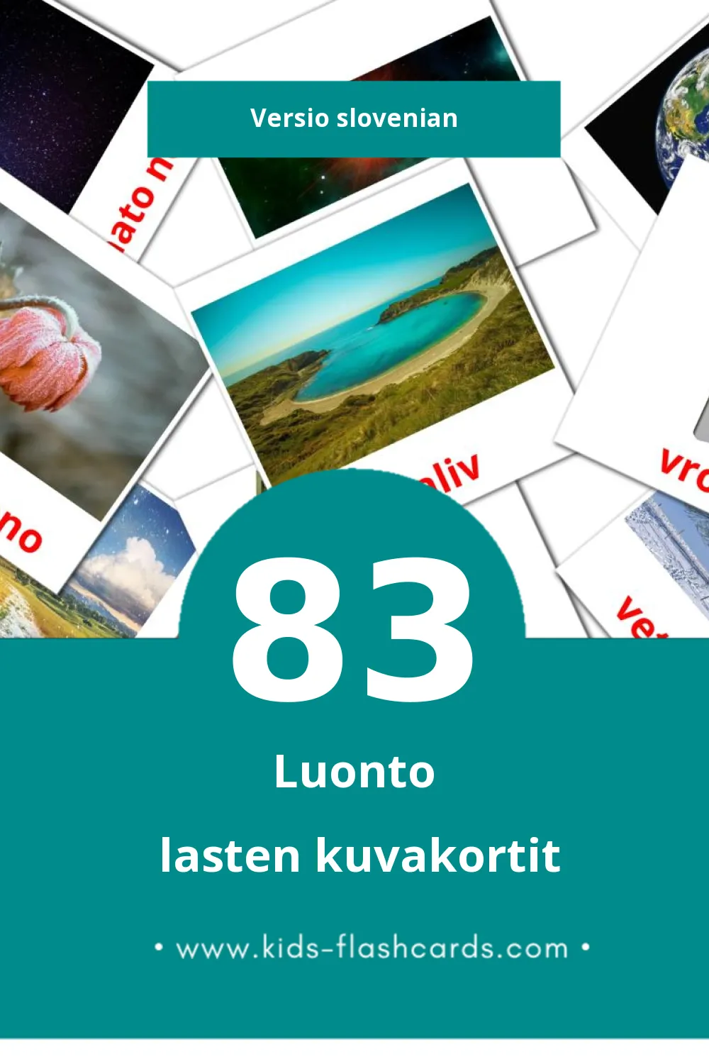 Narava lasten kuvakortit pikkulapsille (83 korttia Slovenianksi)
