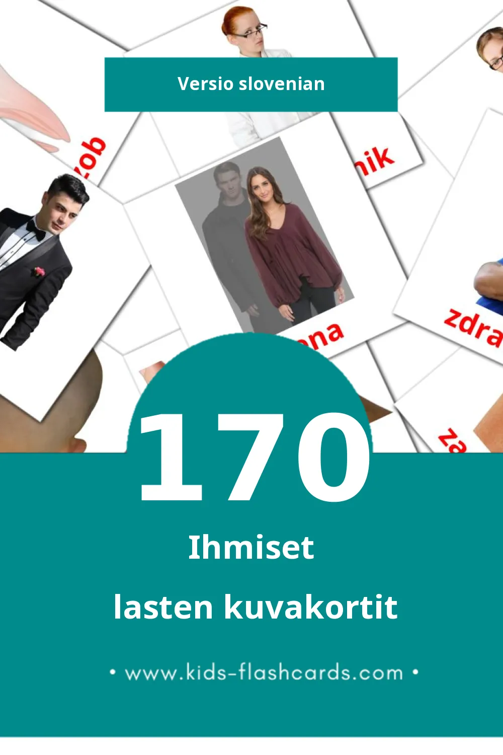 Ljudje lasten kuvakortit pikkulapsille (170 korttia Slovenianksi)