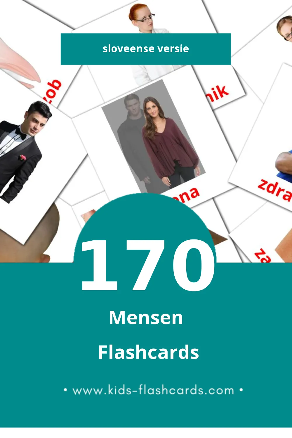 Visuele Ljudje Flashcards voor Kleuters (170 kaarten in het Sloveens)