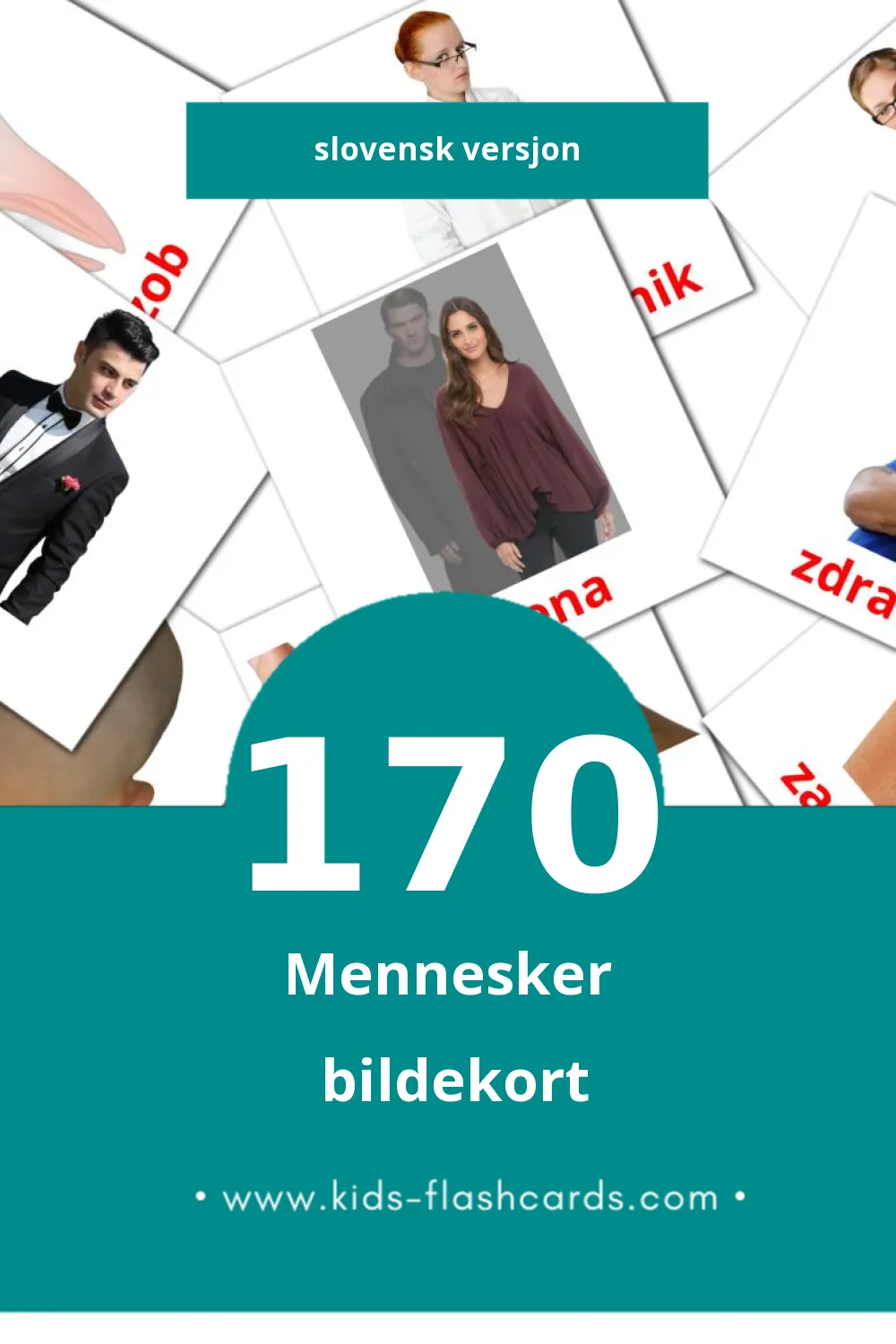 Visuelle Ljudje bildekort for småbarn (170 kort på Slovensk)