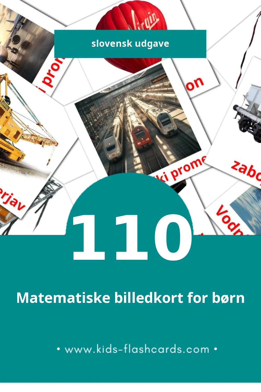 Visuelle billedkort for børn om Promet til småbørn (110 kort på Slovensk)