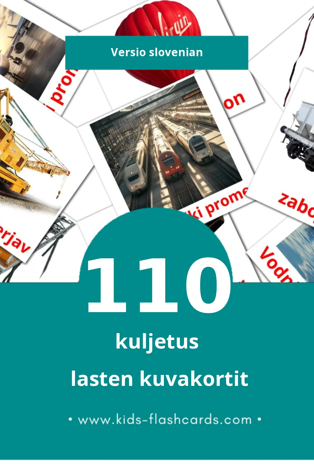 Promet lasten kuvakortit pikkulapsille (110 korttia Slovenianksi)