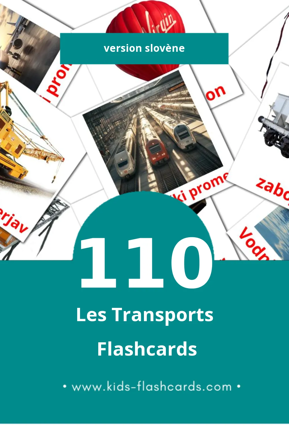 Flashcards Visual Promet pour les tout-petits (110 cartes en Slovène)