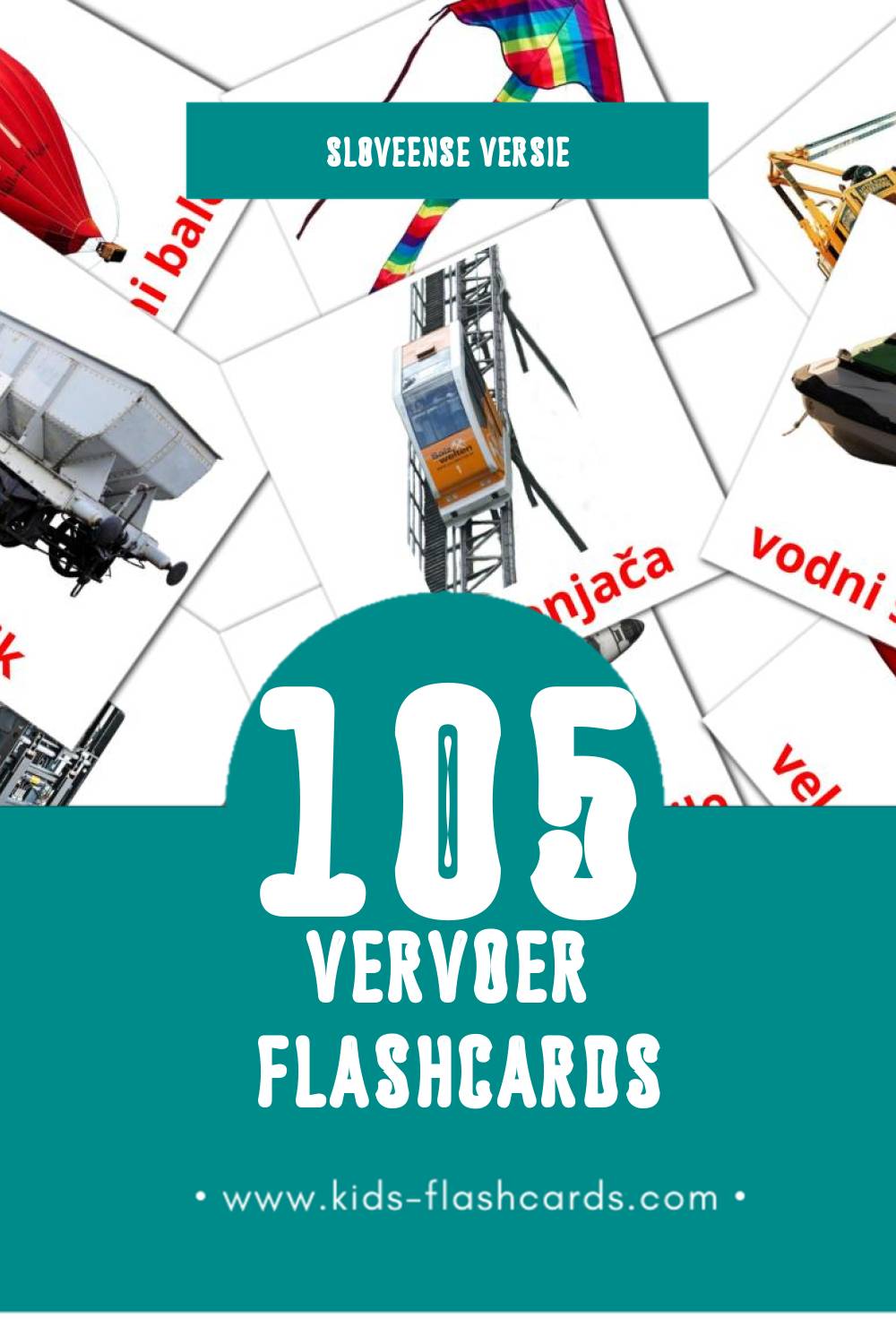 Visuele Promet Flashcards voor Kleuters (105 kaarten in het Sloveens)