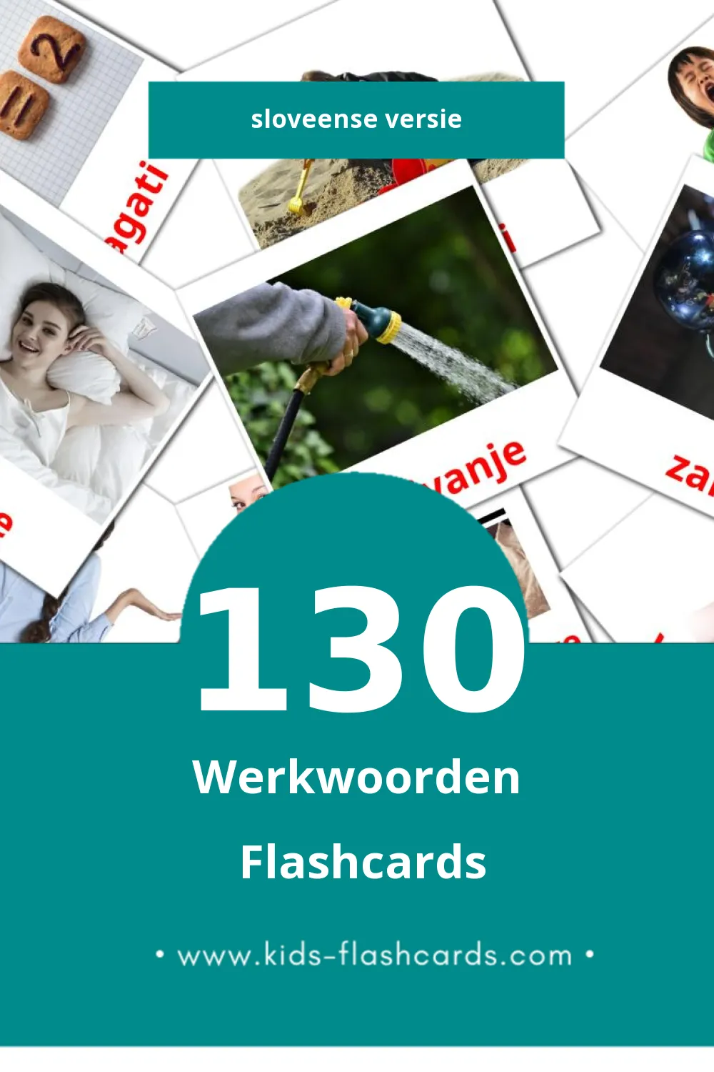 Visuele Glagoli Flashcards voor Kleuters (130 kaarten in het Sloveens)