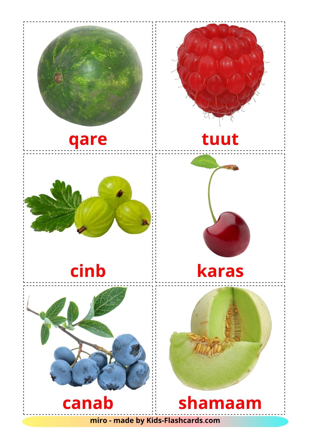 Frutti di bosco - 12 flashcards somalo stampabili gratuitamente