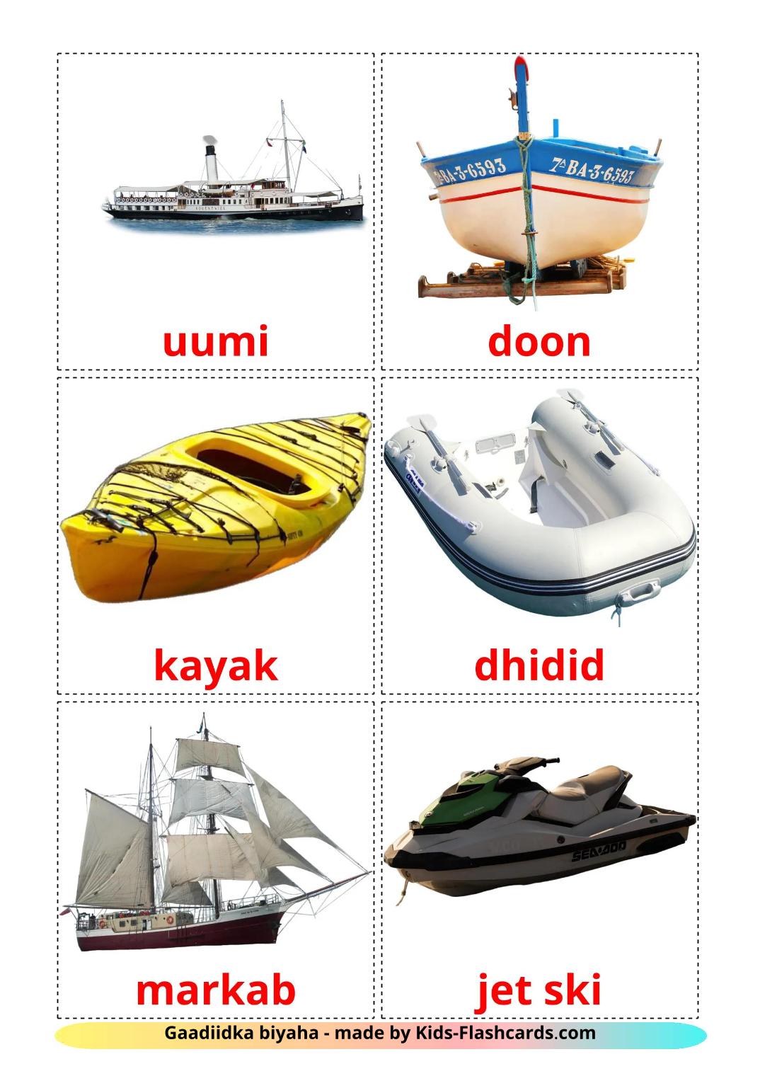 Transporte Aquático - 19 Flashcards somalies gratuitos para impressão