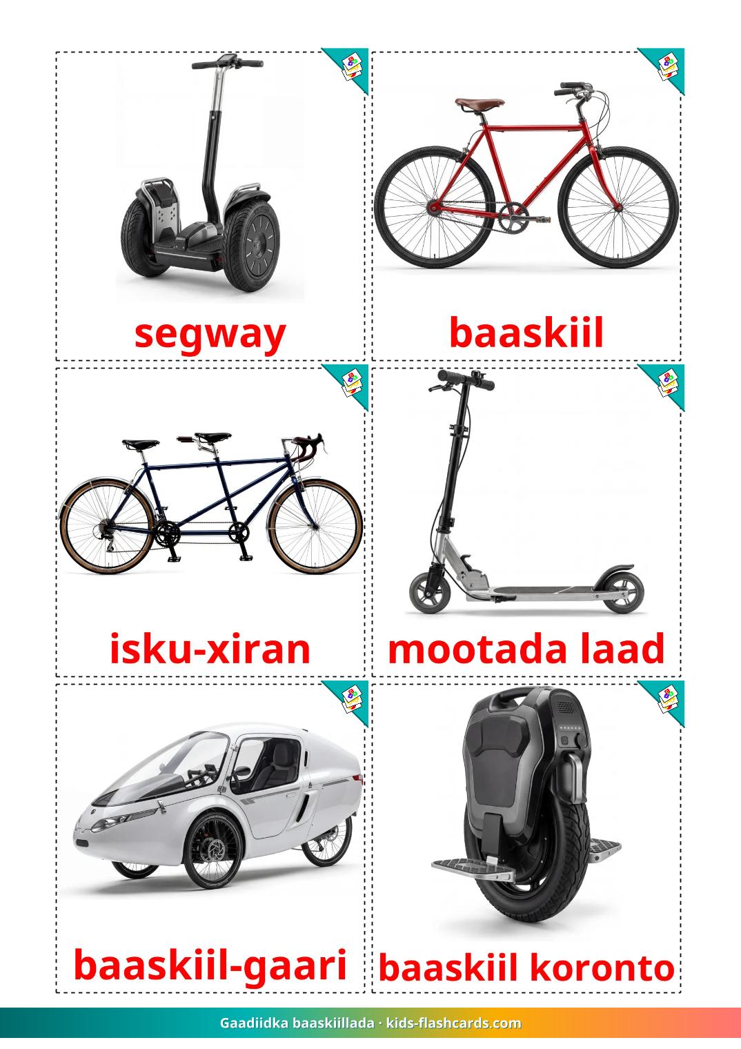 Cykel transport - somalisk gratis somalisk billedkort for børn til udskrivning