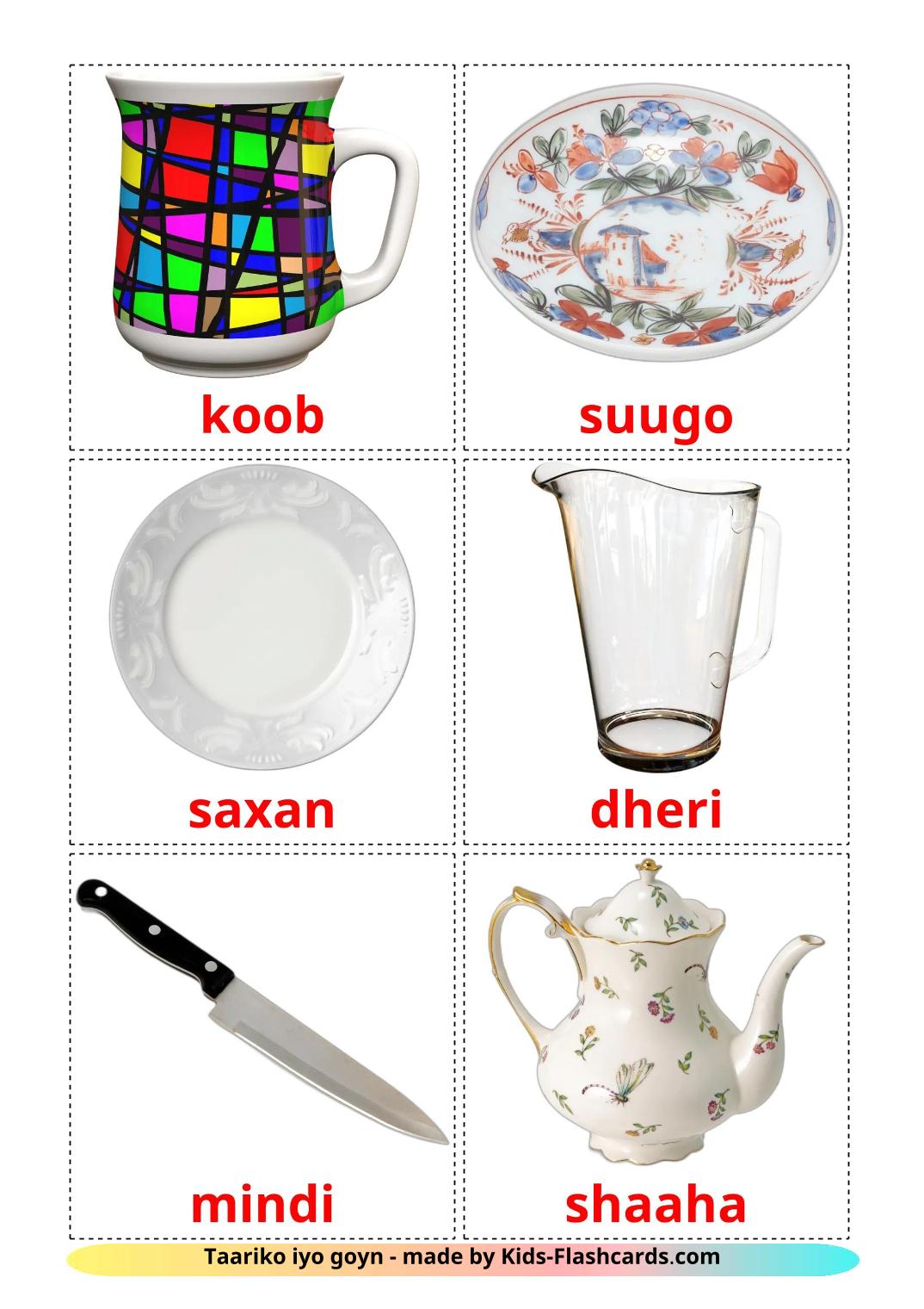 Servies en bestek - 26 gratis printbare somalischee kaarten